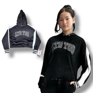 Limited Too NWT Hoodie Black/White Velour - Junior's Medium